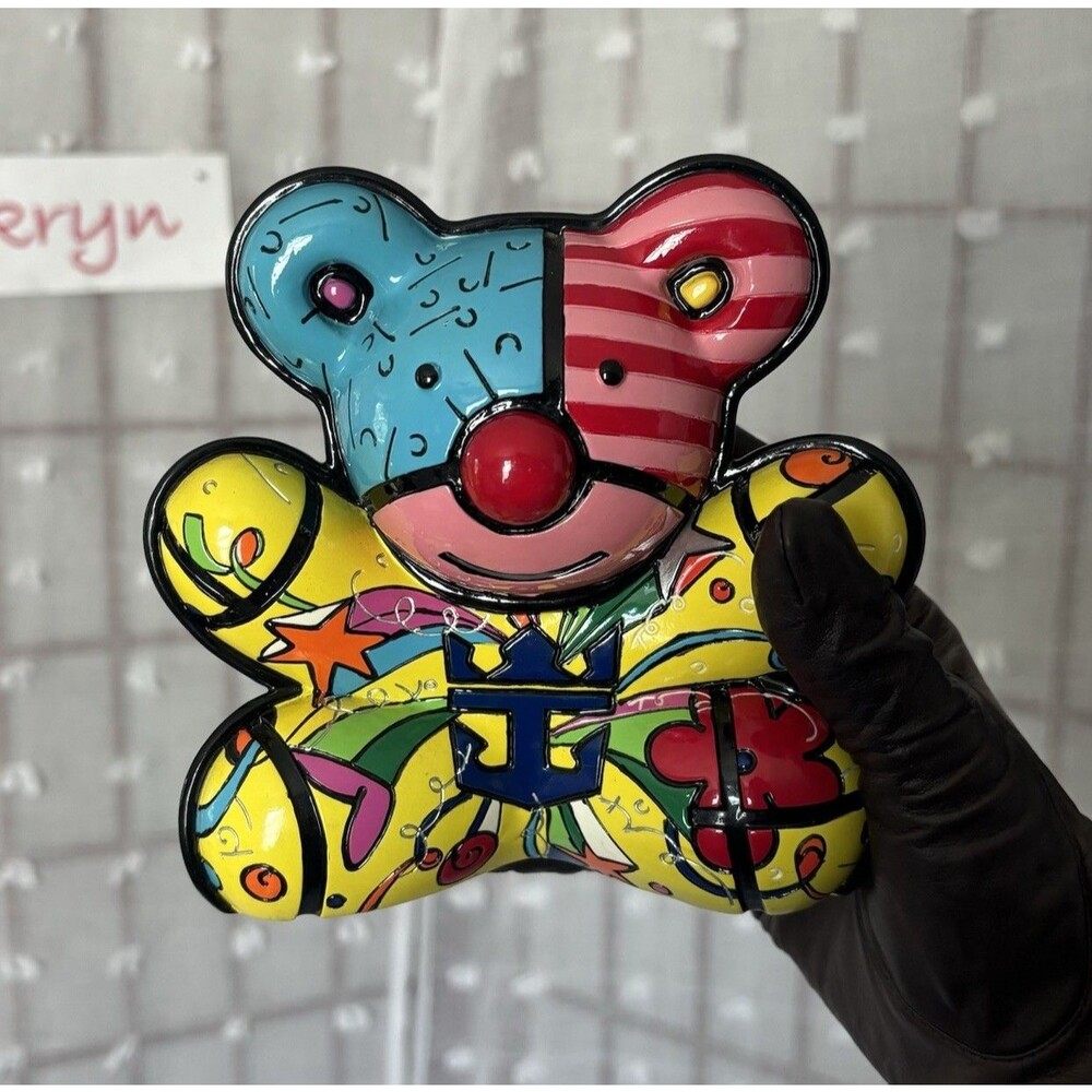 2010 Romero Britto "Royal Caribbean Bear" pop art sculpture figurine
